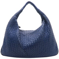 Bottega Veneta Blue Intrecciato Leather Hobo Bag