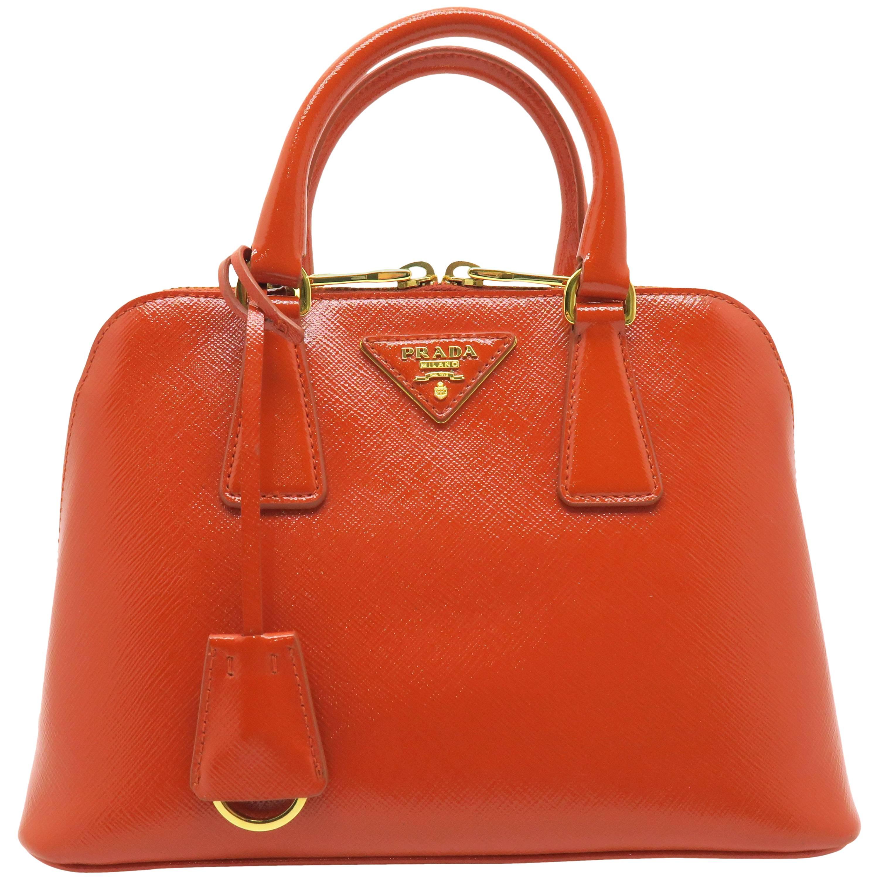 Prada Orange Saffiano Leather Crossbody Bag For Sale