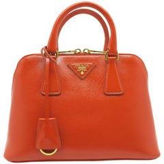 Prada Orange Saffiano Leather Crossbody Bag