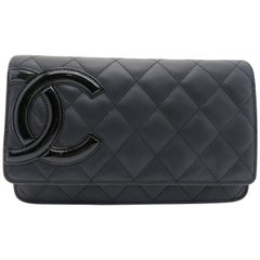 Chanel Cambon Line Wallet On Chain Black Quilted Calfskin Leather Chain Crossbod