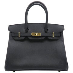 Hermes Birkin 30 Noir/ Black Epsom Leather Handbag