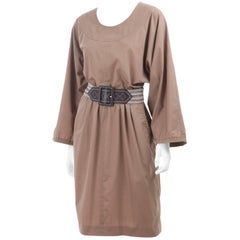 Vintage 80's Yves Saint Laurent Cotton Dress with Matching Belt 10