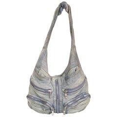 Alexander Wang Blue Distressed Suede Donna Shoulder Bag