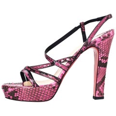 Christian Louboutin Pink Python Miss Dina 120m Platform Sandals sz 40