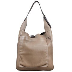 Hermes "Etoupe" Taupe & Brown Clemence Leather Buckled "Marwari" Tote