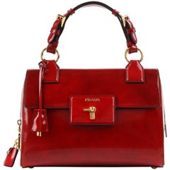 PRADA A/I 2012 Rosso Scarlatto Spazzolato Borsa in pelle con chiusura a chiave Prada