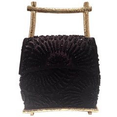 90'S Josie Natori Sequined & Gold Plate Pagoda Evening Bag 6