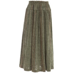 Issey Miyake Plantation Olive Green Woven Cotton Skirt, Circa 1980's