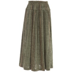 Issey Miyake Plantation Olive Green Woven Cotton Skirt, Circa 1980's 3