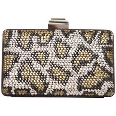 Alber Elbaz Lanvin Black Silk Satin Sequins In Leopard Pattern Minaudière 