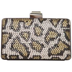 Alber Elbaz Lanvin Black Silk Satin Sequins In Leopard Pattern Minaudière