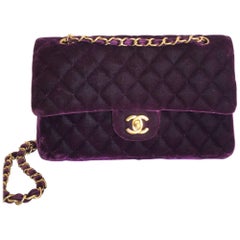 Chanel 2.55 Timeless Purple Velvet  Double Flap Hand/Shoulder Bag