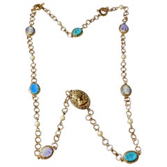 bronze chain necklace with engraved glass by Patrizia Daliana