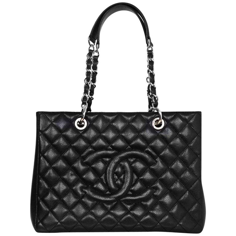 Chanel Black Caviar Leather GST Grand Shopper Tote Bag with SHW For Sale at 1stdibs