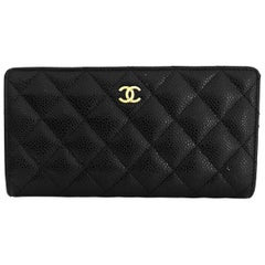 Chanel Black Quilted Caviar Leather Yen Bi-Fold Wallet 