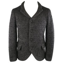 Men's COMME des GARCONS HOMME PLUS XS Black Fuzzy Textured Mohair / Wool Jacket