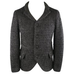 Men's COMME des GARCONS HOMME PLUS XS Black Fuzzy Textured Mohair / Wool Jacket 1