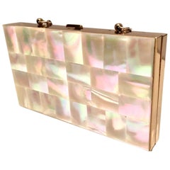 Vintage 1940'S Mother-of-Pearl and Brass Compact Minaudiere