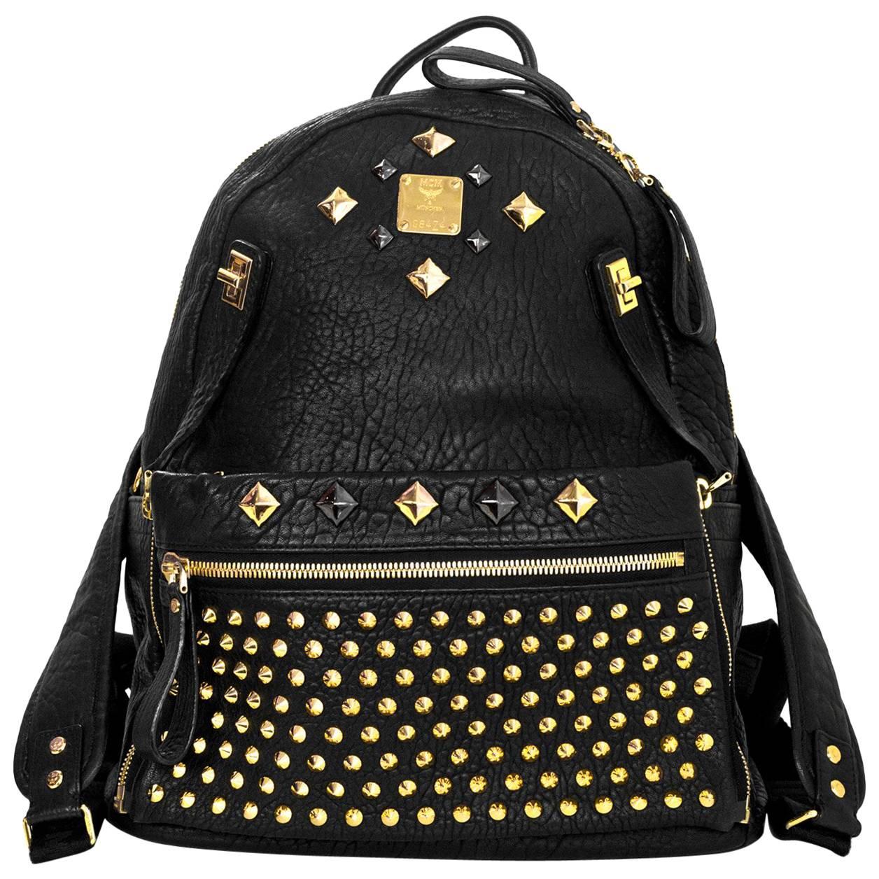 Mcm large studded outlet backpack