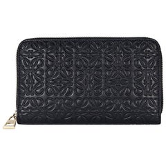 Black Loewe Embossed Leather Wallet