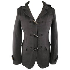 Men's COMME des GARCONS 40 Black Polyester Hooded Toggle Closure Jacket 3