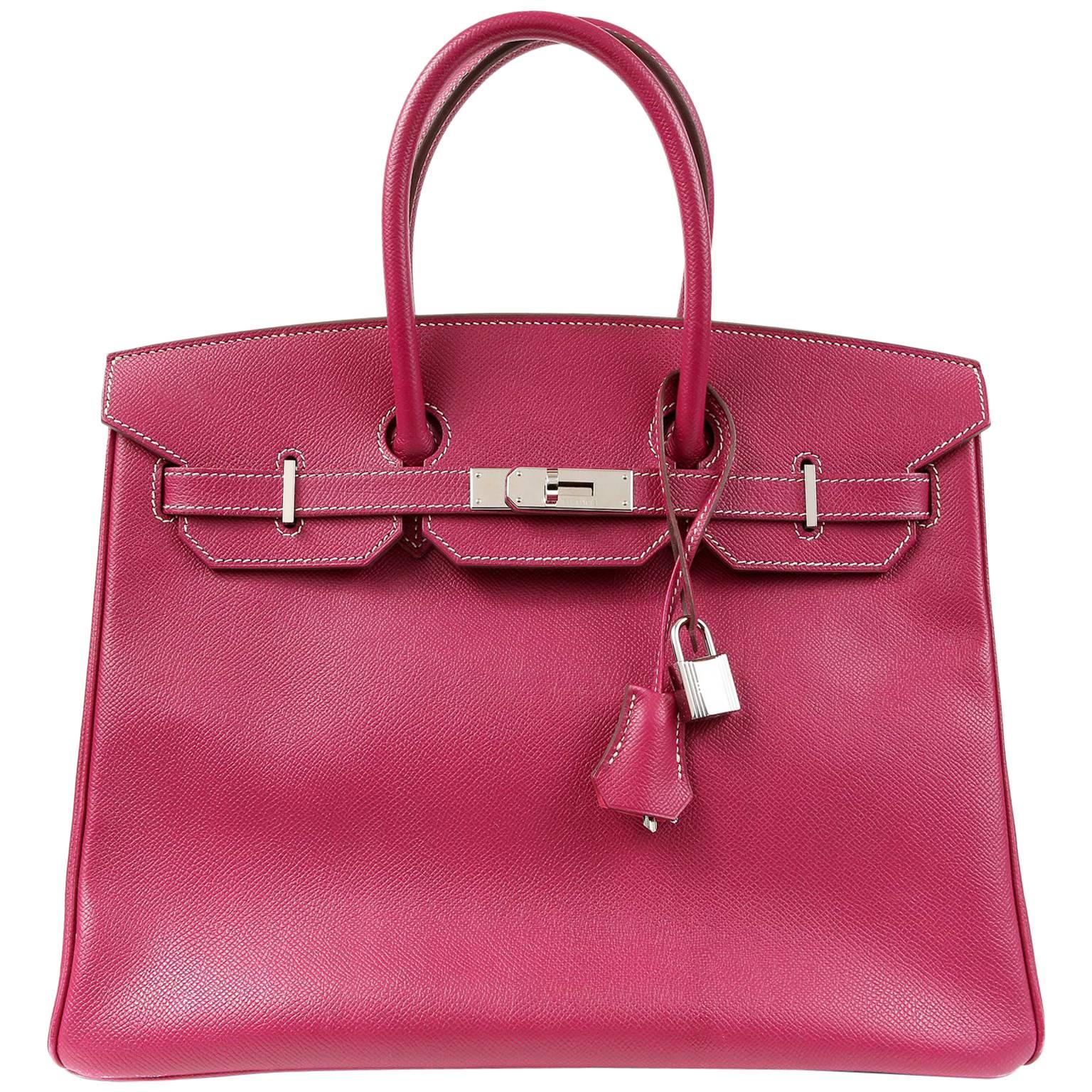 Hermès Raspberry Epsom 35 cm Birkin Bag with Rose Tyrien Interior