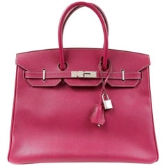HermĆØs Raspberry Epsom 35 cm Birkin Bag with Rose Tyrien Interior 7