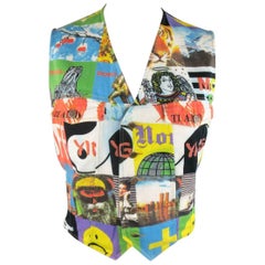 Vintage MOSCHINO 42 Multi Media Photo Print Cotton Denim Vest 5