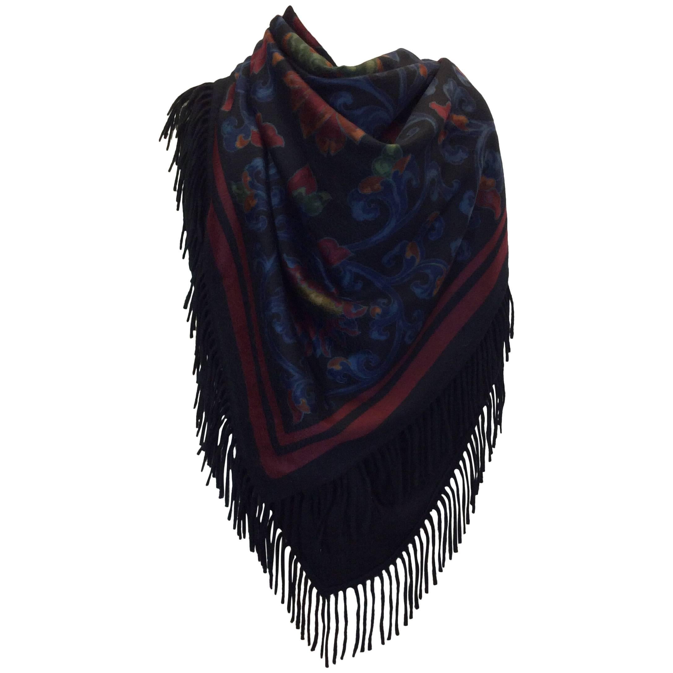 Loro Piana Printed Cashmere Fringe Shawl