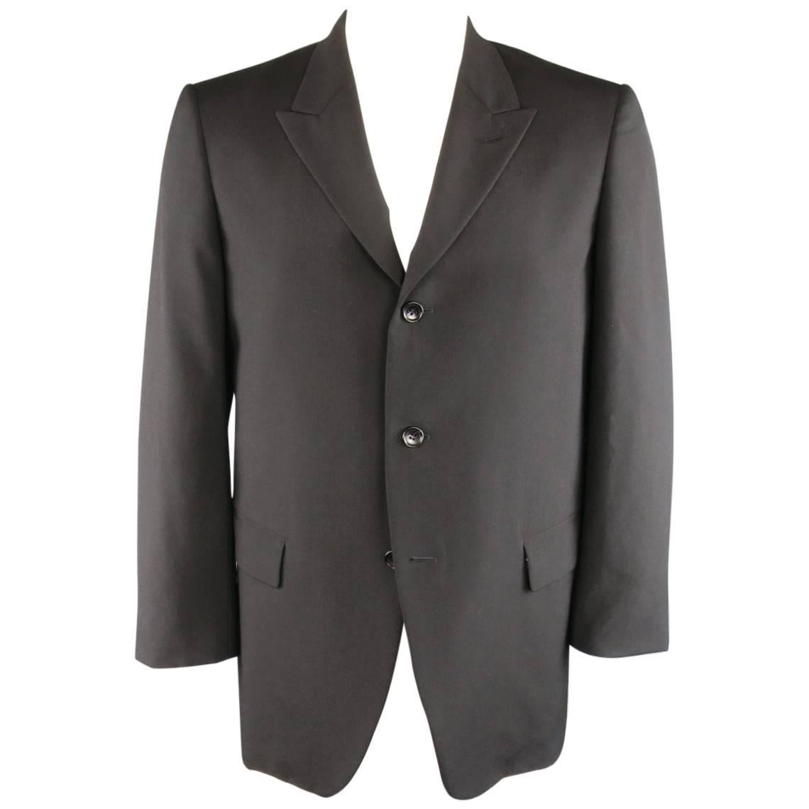 Men's COMME des GARCONS HOMME PLUS 42 Black Wool Gold Interior Boxy Sport Coat