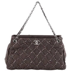 Chanel Tweed on Stitch Tote Quilted Nylon Large