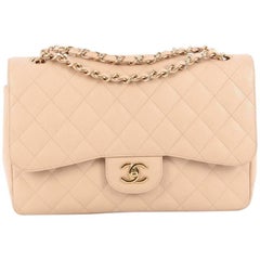 Chanel Classic Double Flap Bag Quilted Caviar Jumbo 11