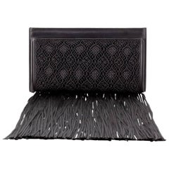 SUBLIME The Row Woven Wrap Clutch with Fringe Black 