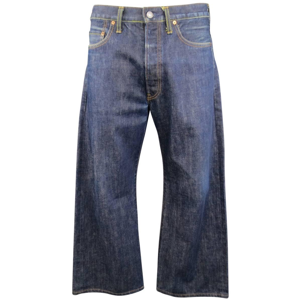 Men's Vintage YOHJI YAMAMOTO Size 34 Indigo Selvedge Denim Wide Leg Jeans
