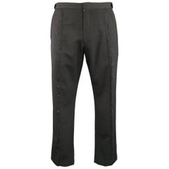 Men's COMME des GARCONS Size 36 Black Wool Frayed Seam Dress Pants