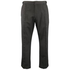 Men's COMME des GARCONS Size 36 Black Wool Frayed Seam Dress Pants 9