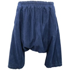 COMME des GARCONS Size M Navy Corduroy Drop Crotch Shorts