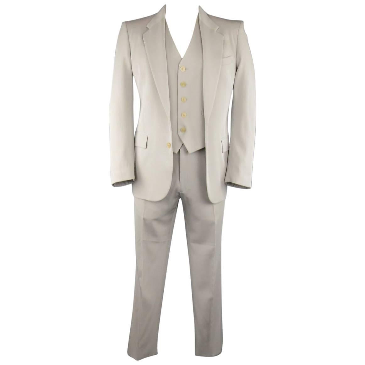 Men's MAISON MARTIN MARGIELA 40 Regular Light Grey Wool 3 Piece Suit