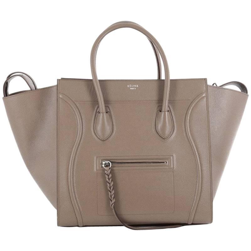 Celine Phantom Handbag Textured Leather Medium