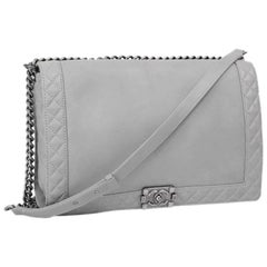 Collector CHANEL "Boy" GM Flap Bag in Aged Gray Leather 5