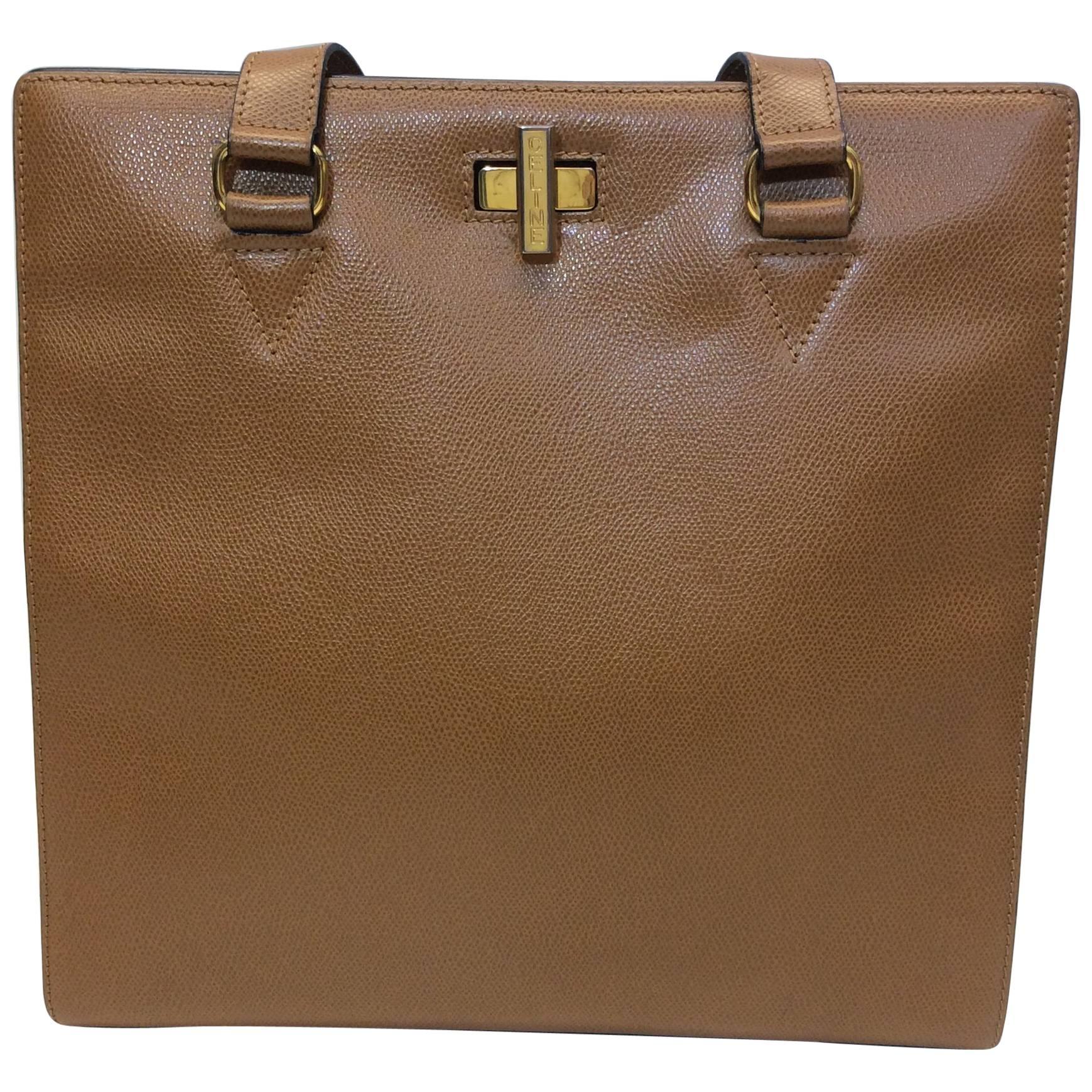 Celine Chestnut Leather Shoulder Bag For Sale