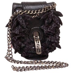 Collector Mini FENDI Flap Bag in Black Snake Leather 9