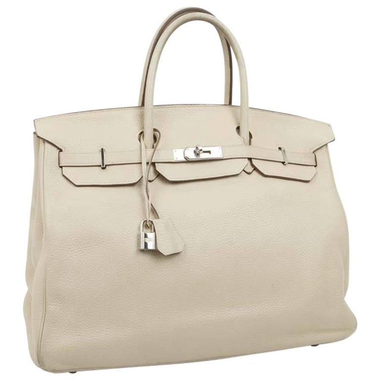 HERMES Birkin 40 Bag in Beige Taurillon Clemence Leather at 1stDibs