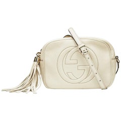2016 Gucci Ivory Textured Calfskin Soho Disco Bag