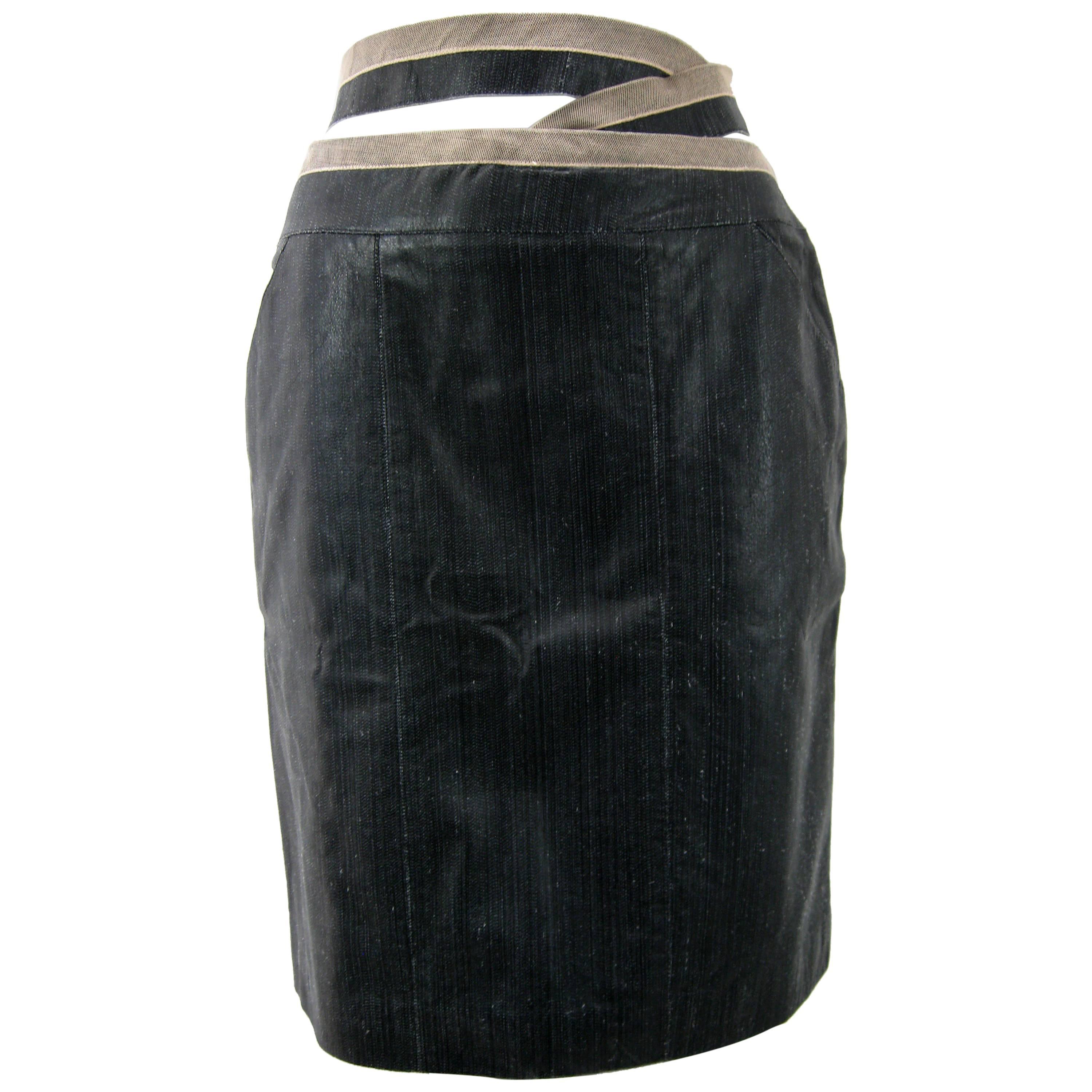 Chanel Textured Calf Skin Wrap Waist Skirt For Sale