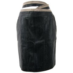 Chanel Textured Calf Skin Wrap Waist Skirt