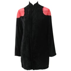 Yohji Yamamoto Noir Black & Red Crushed Velour Blazer 8