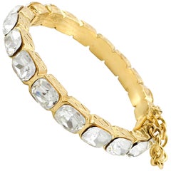 1986 Chanel Gold-Plated Quilted Bracelet Embellished With Crystals 2