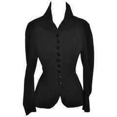 Yohji Yamamoto Schwarze Dekonstruierte Jacke mit Boning Bodice Button Jacke