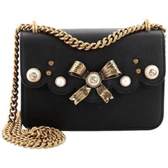 Gucci Pearly Peony Chain Shoulder Bag Leather Small